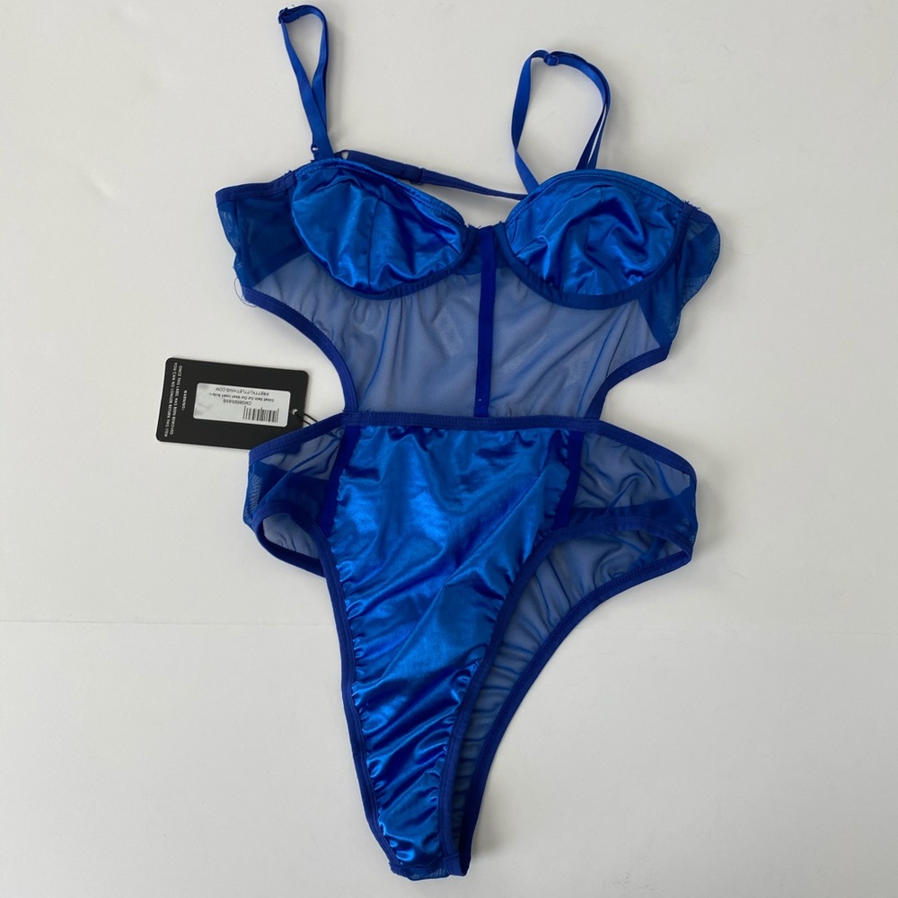 PLT Cobalt Satin Cut Out Mesh Insert Body - Picture 4 of 11